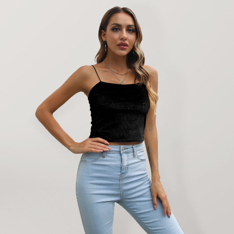 RAE-DAZZLE Retro Velvet Crop Camisole