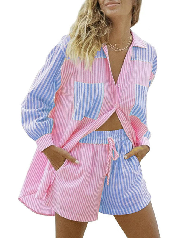 RAE-DAZZLE Striped Summer Two-Piece Sportswear Set