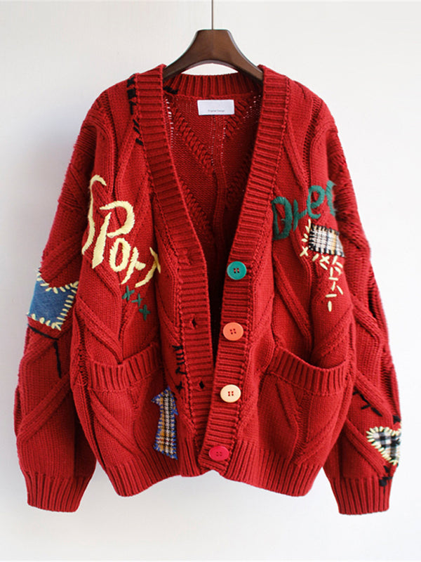 RAE-DAZZLE Embroidered Cropped Knit Cardigan