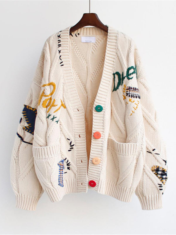 RAE-DAZZLE Embroidered Cropped Knit Cardigan