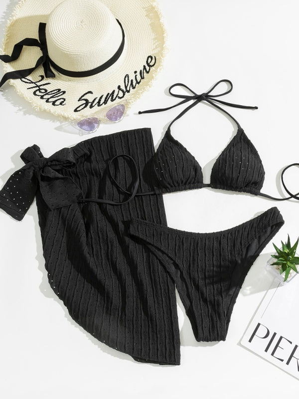 RAE-DAZZLE Three-Piece Lace-Up Bikini Set