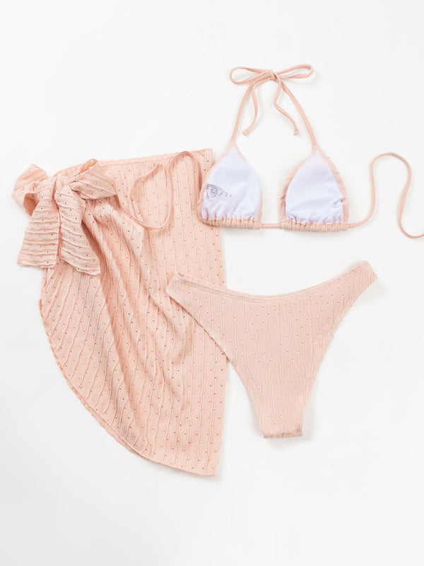 RAE-DAZZLE Three-Piece Lace-Up Bikini Set