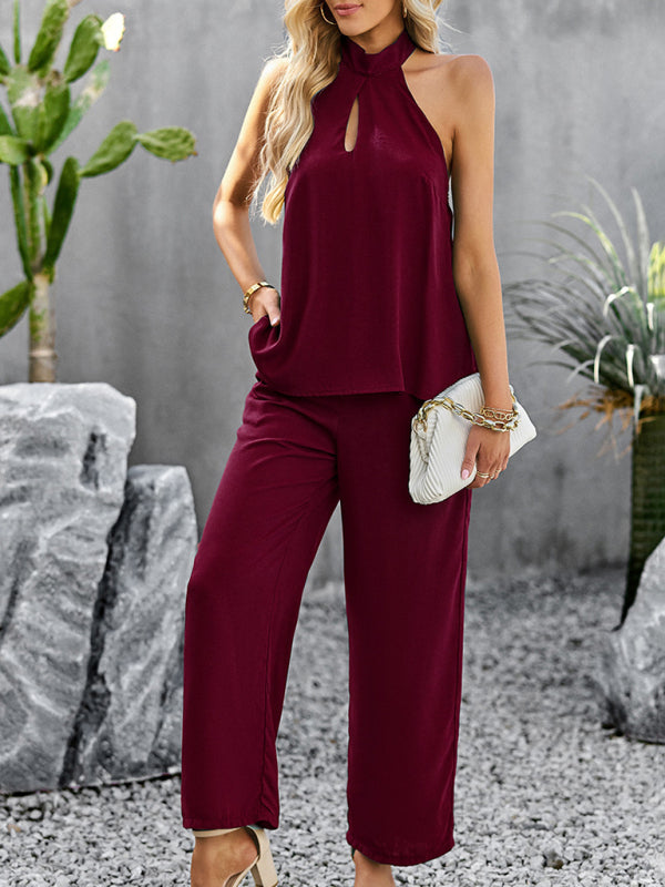 RAE-DAZZLE Women’s Halter neck Straight Pants Set