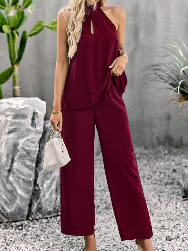 RAE-DAZZLE Women’s Halter neck Straight Pants Set