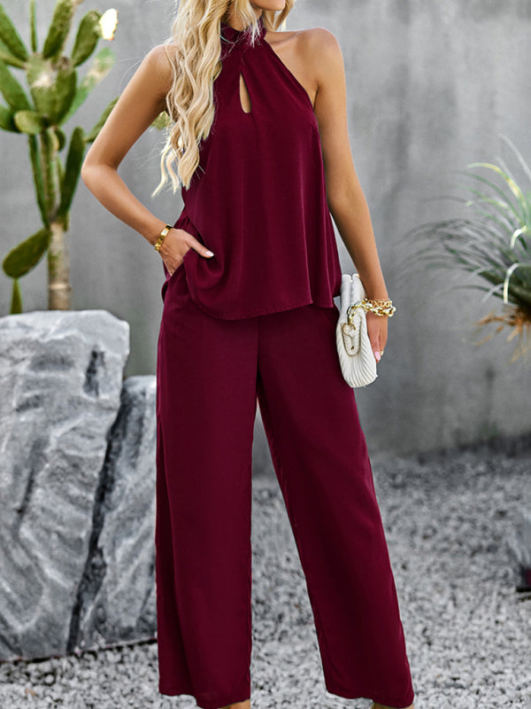 RAE-DAZZLE Women’s Halter neck Straight Pants Set