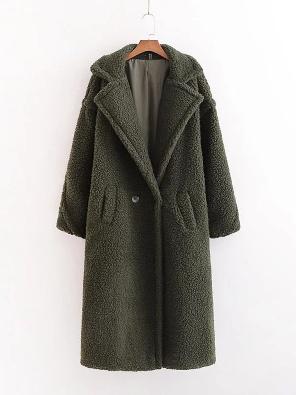 RAE-DAZZLE Teddy Fur Lapel Wool Coat