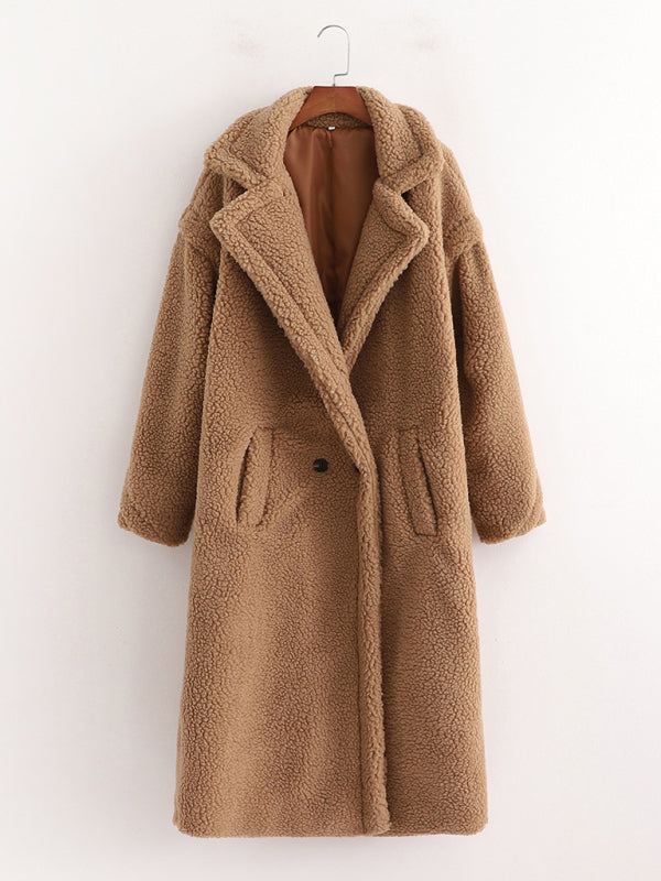 RAE-DAZZLE Teddy Fur Lapel Wool Coat