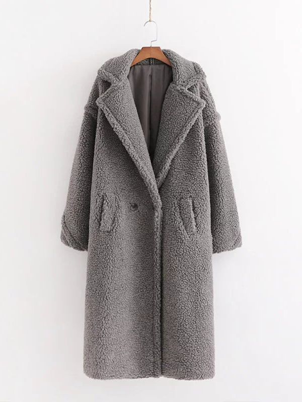 RAE-DAZZLE Teddy Fur Lapel Wool Coat