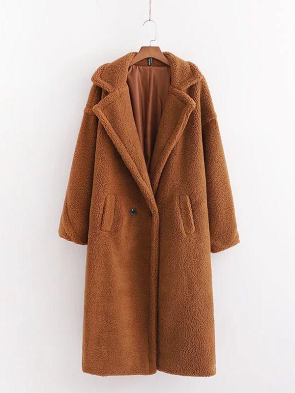 RAE-DAZZLE Teddy Fur Lapel Wool Coat