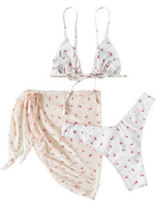 RAE-DAZZLE Retro Floral Bikini Three-Piece Set