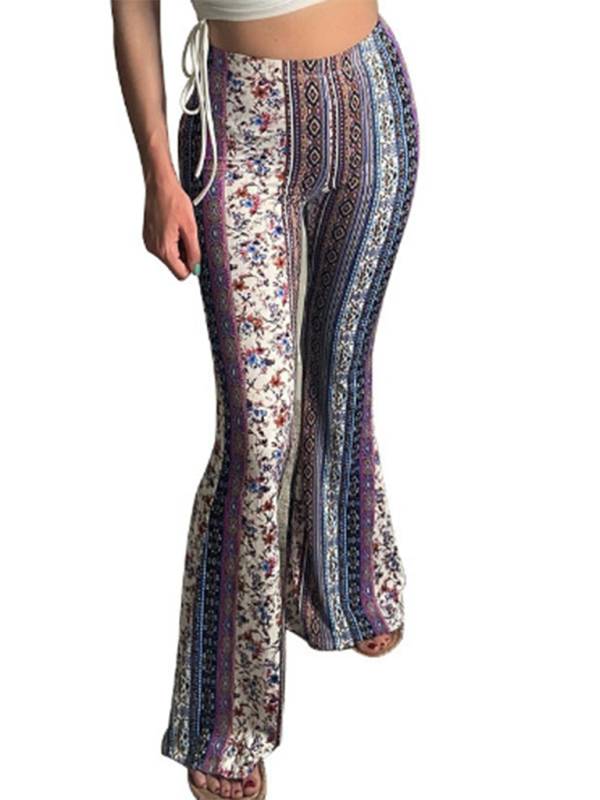 RAE-DAZZLE Boho Printed Skinny Casual Pants