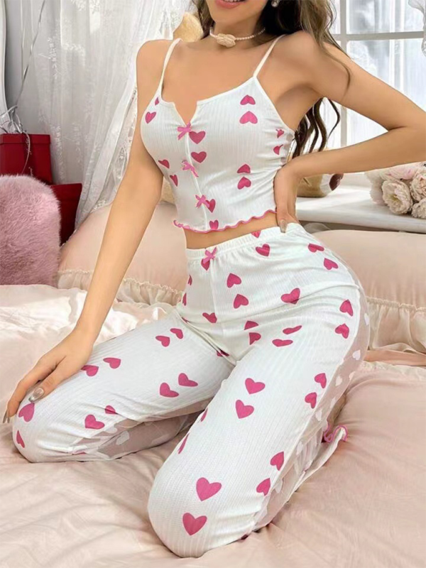 RAE-DAZZLE Mesh Splicing Pajama Set for Women