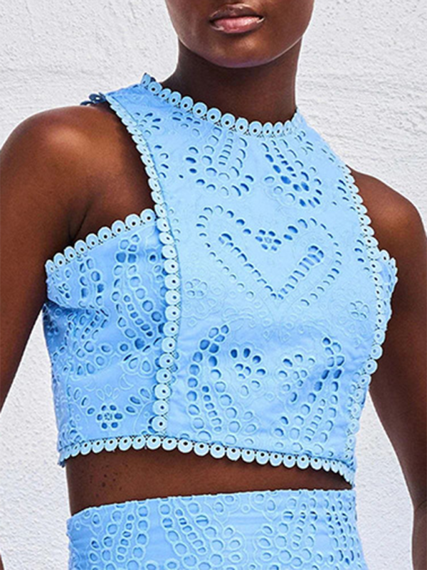 RAE-DAZZLE Lace Tie Crop Top for Women