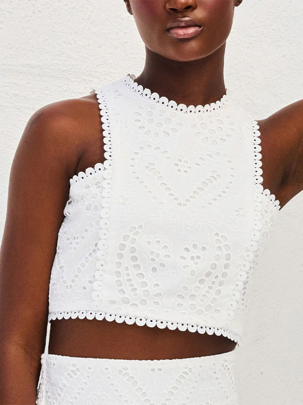 RAE-DAZZLE Lace Tie Crop Top for Women