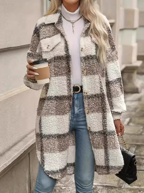 RAE-DAZZLE Women’s Plaid Irregular Coat