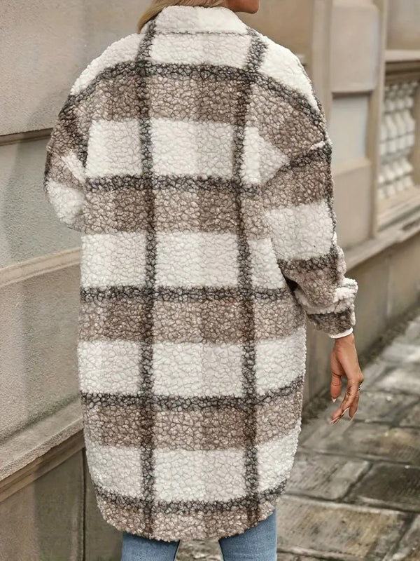 RAE-DAZZLE Women’s Plaid Irregular Coat