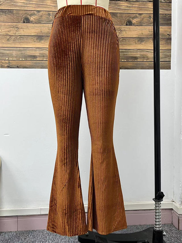 RAE-DAZZLE High-Waist Corduroy Flared Pants