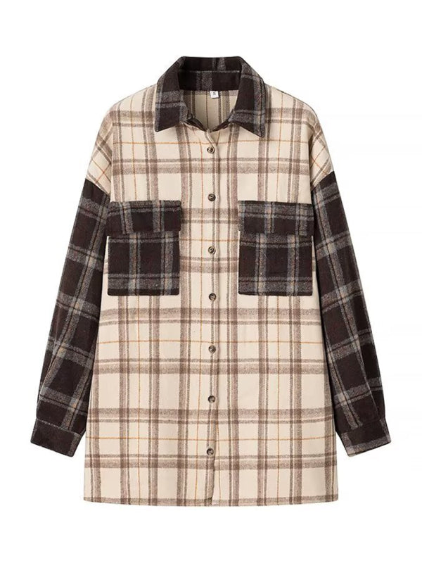 RAE-DAZZLE Colorblock Check Shirt Jacket