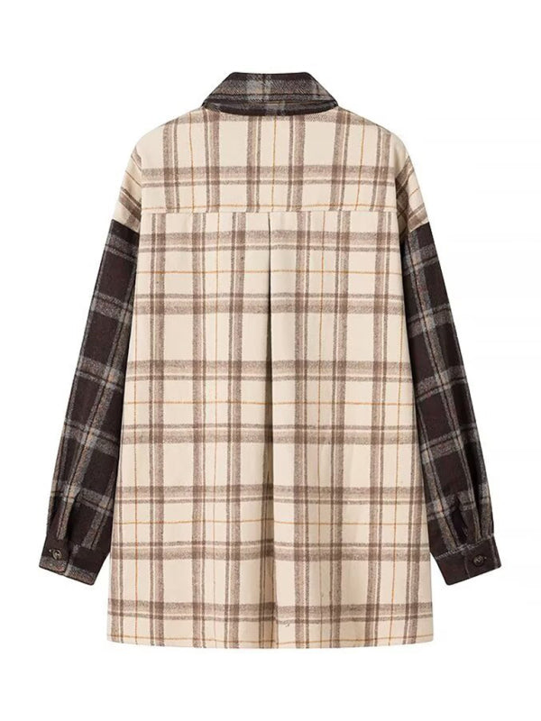 RAE-DAZZLE Colorblock Check Shirt Jacket