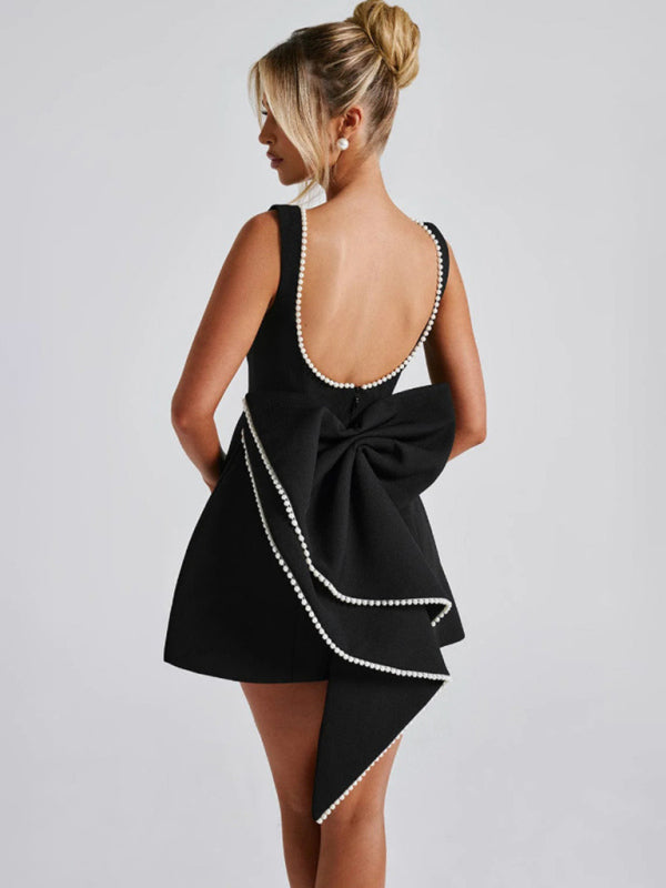 RAE-DAZZLE Pearl Bow Slim Mini Dress